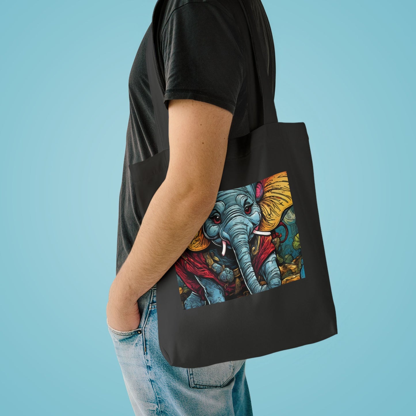 Colorful Elephant Garden Parade Animal Art Tote Bag for Gifts