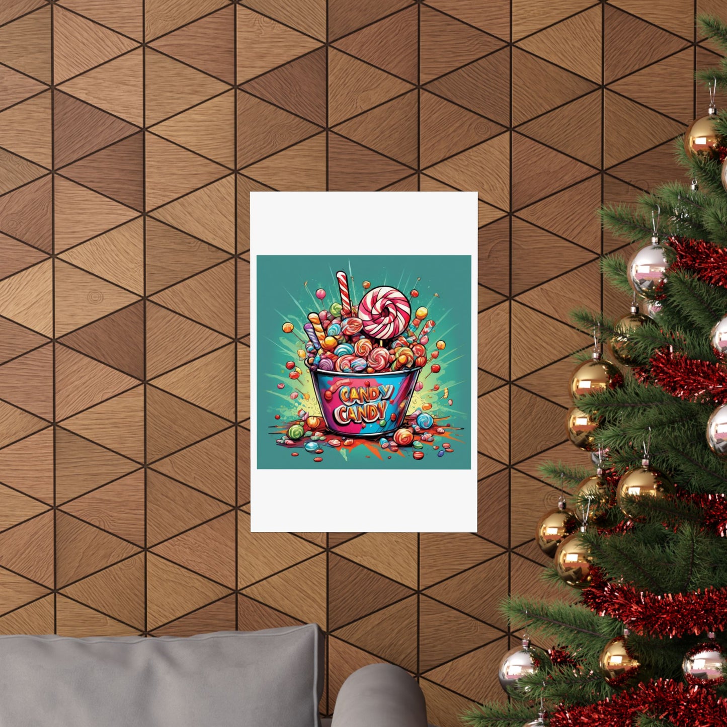 Holiday Candy Bucket Sweets Gift Art Poster