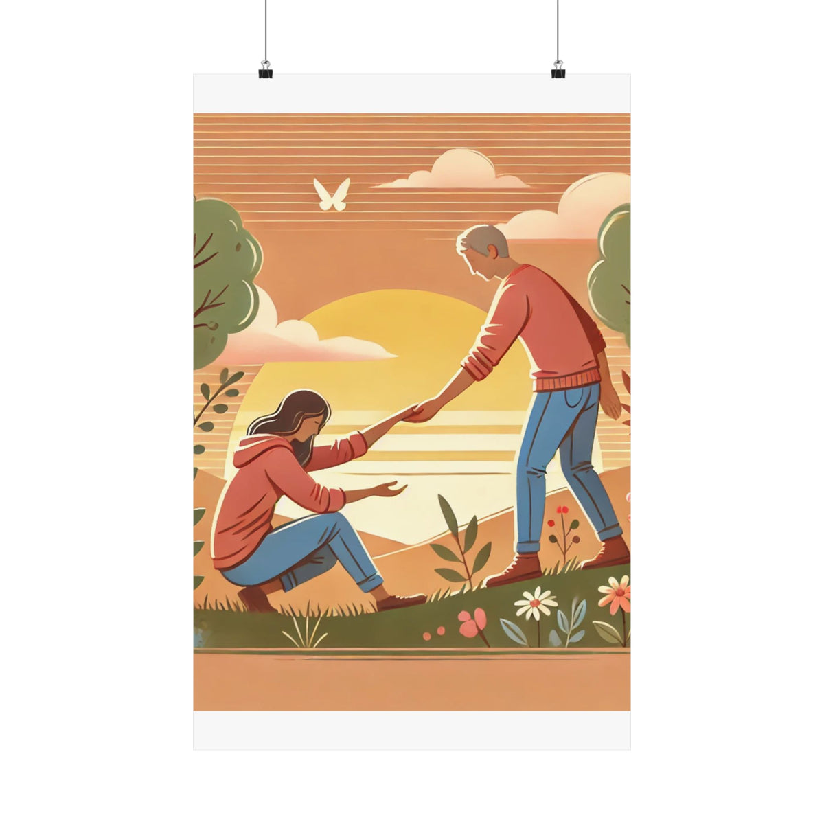 Helping Hands Sunset Garden Wall Art Poster