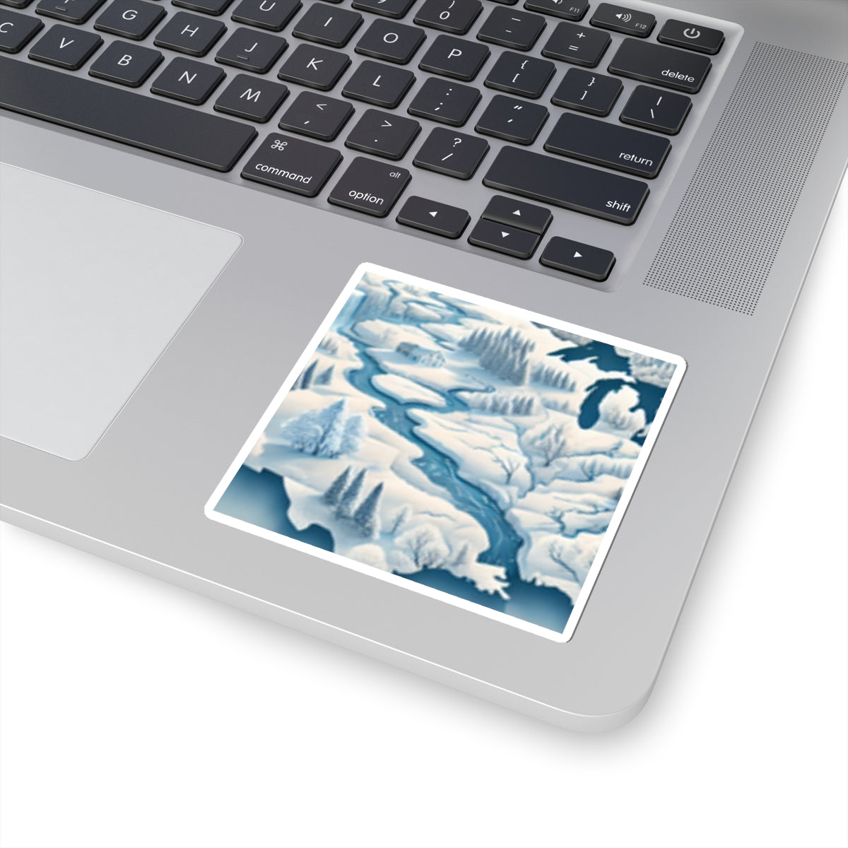 Winter USA Dreamscape Snowy Map Sticker for Laptop Water Bottle