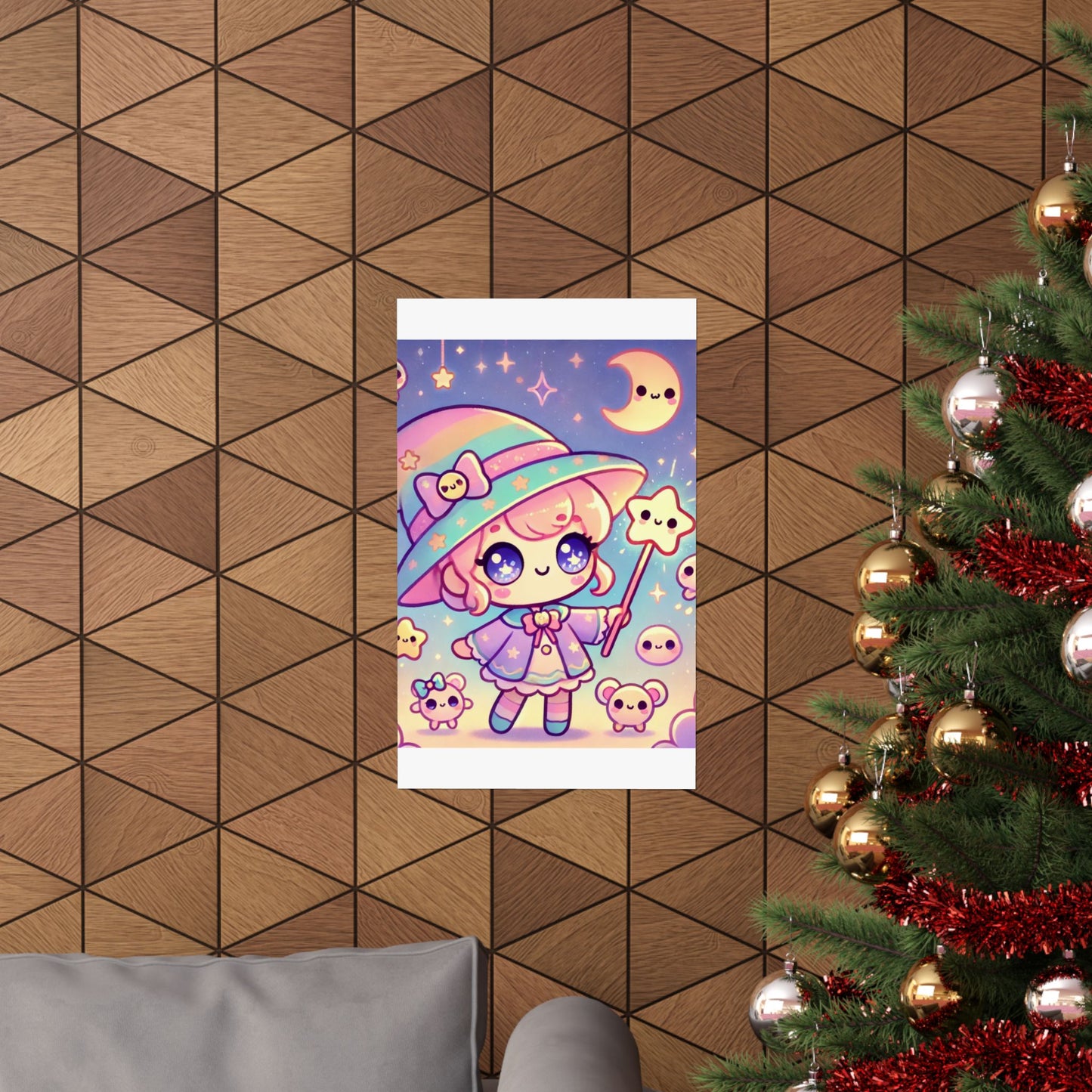 Kawaii Moon Wand Pastel Fantasy Wall Art Poster