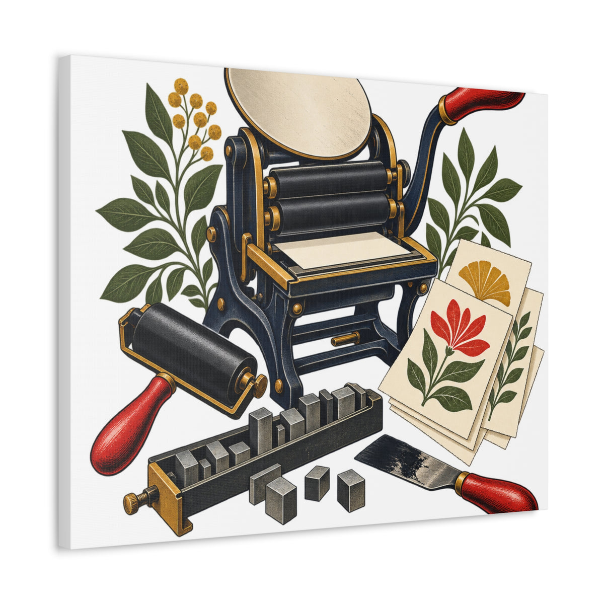 Botanical Letterpress Printshop Canvas