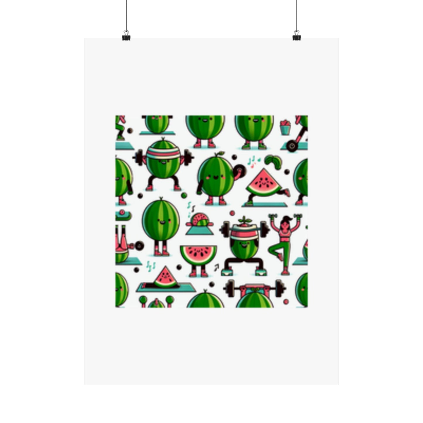 Watermelon Workout Club Cute Food Fitness Wall Art Poster