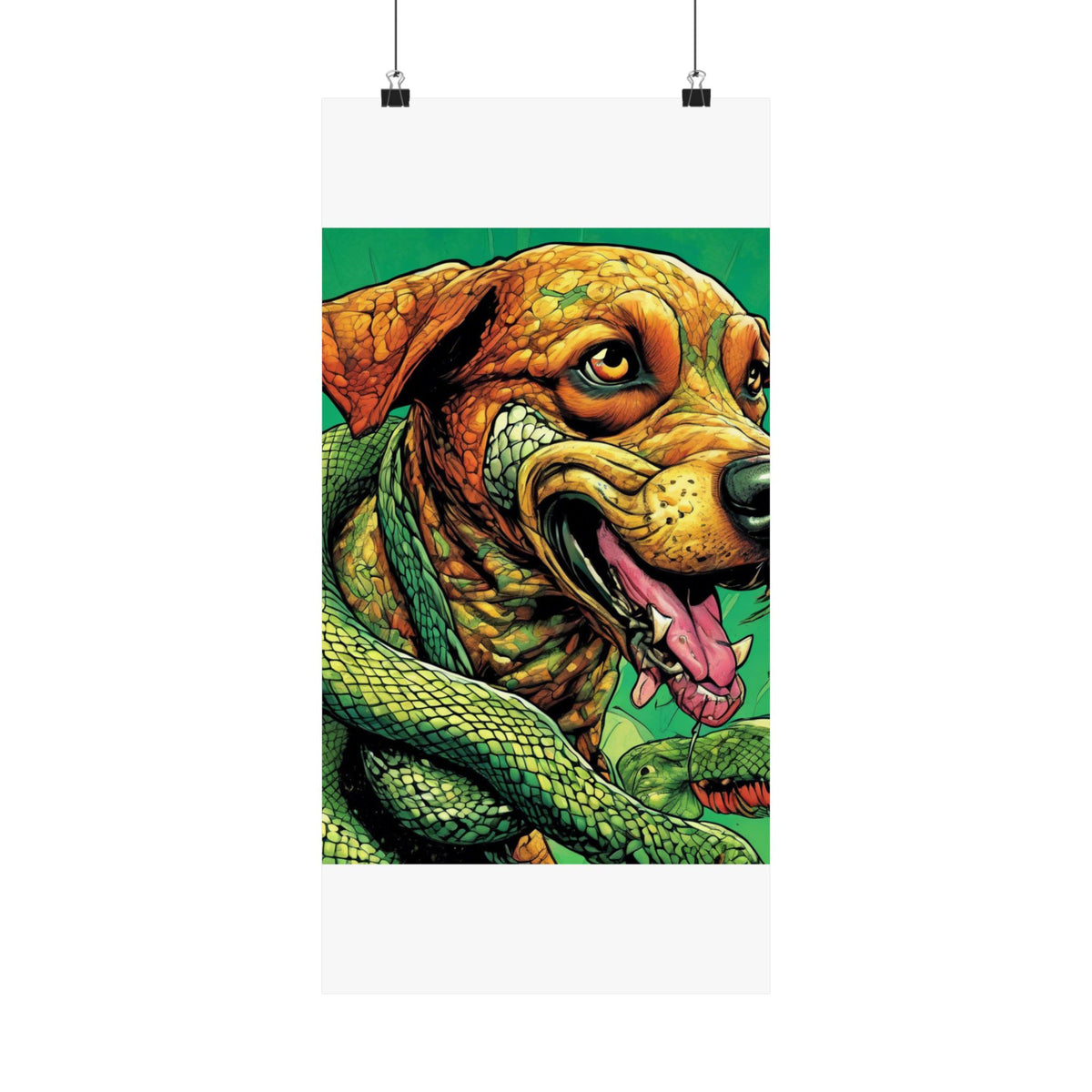 Serpent Guardian Dog Bold Fantasy Creature Art Poster