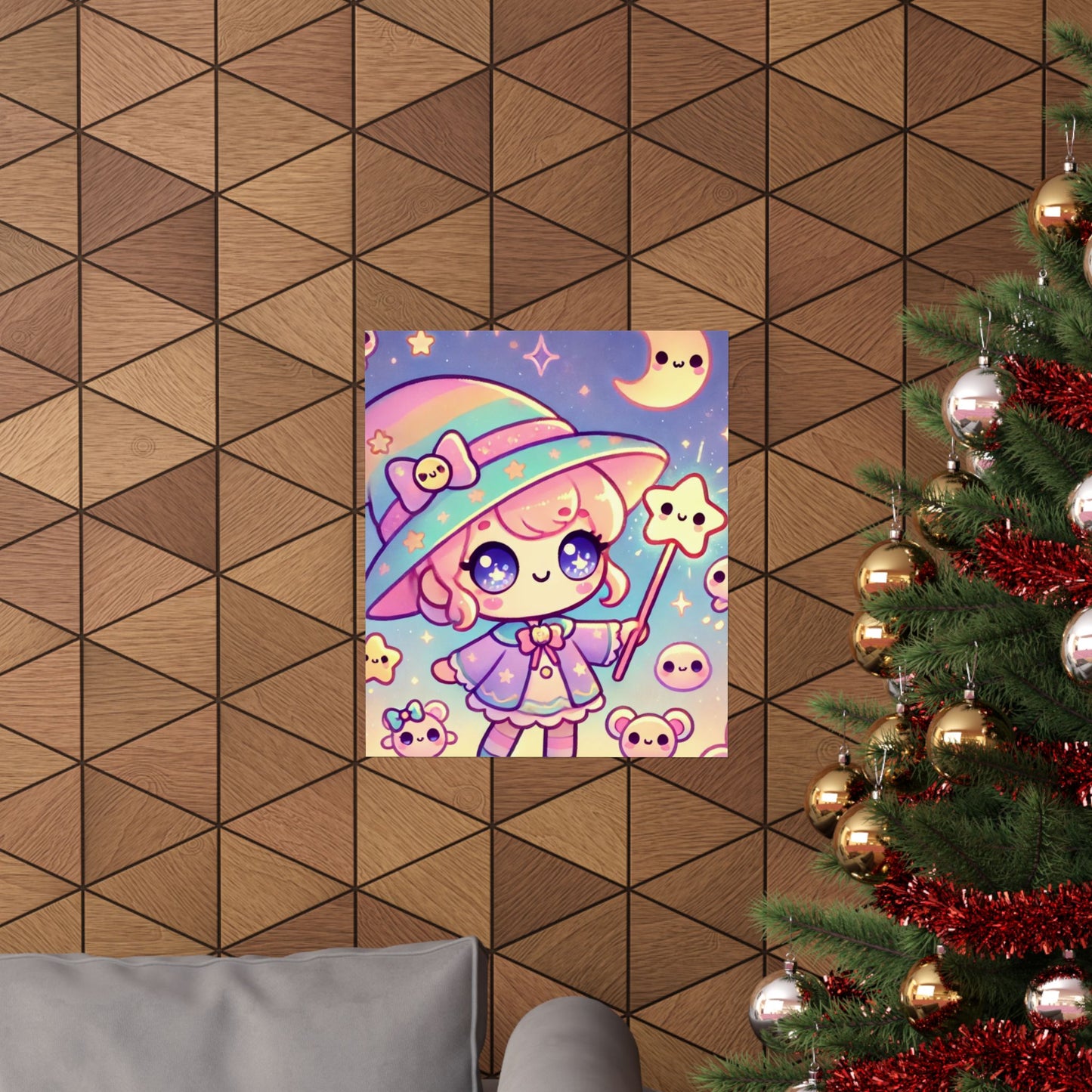 Kawaii Moon Wand Pastel Fantasy Wall Art Poster