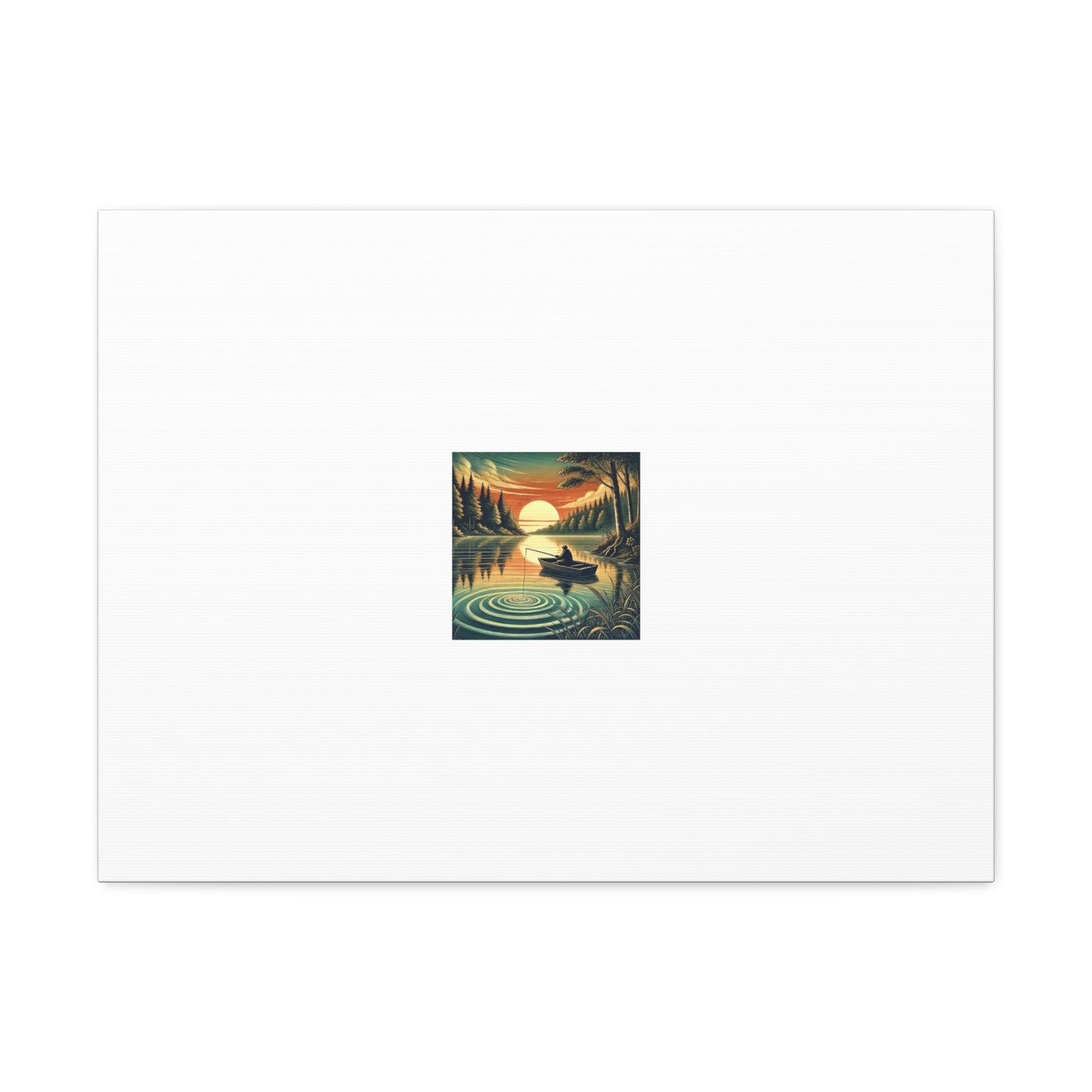 Sunset Lake Fishing Retreat Canvas Lake House Fishing Wall Art Gift