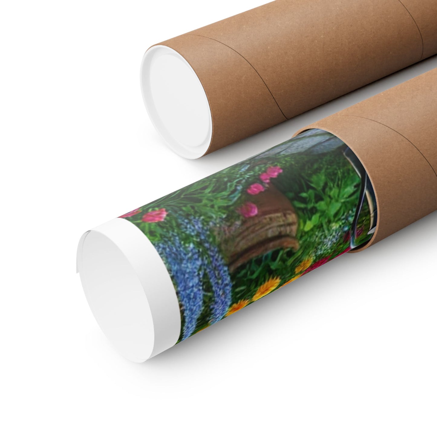 Sunlit Spring Flower Garden Bench Poster