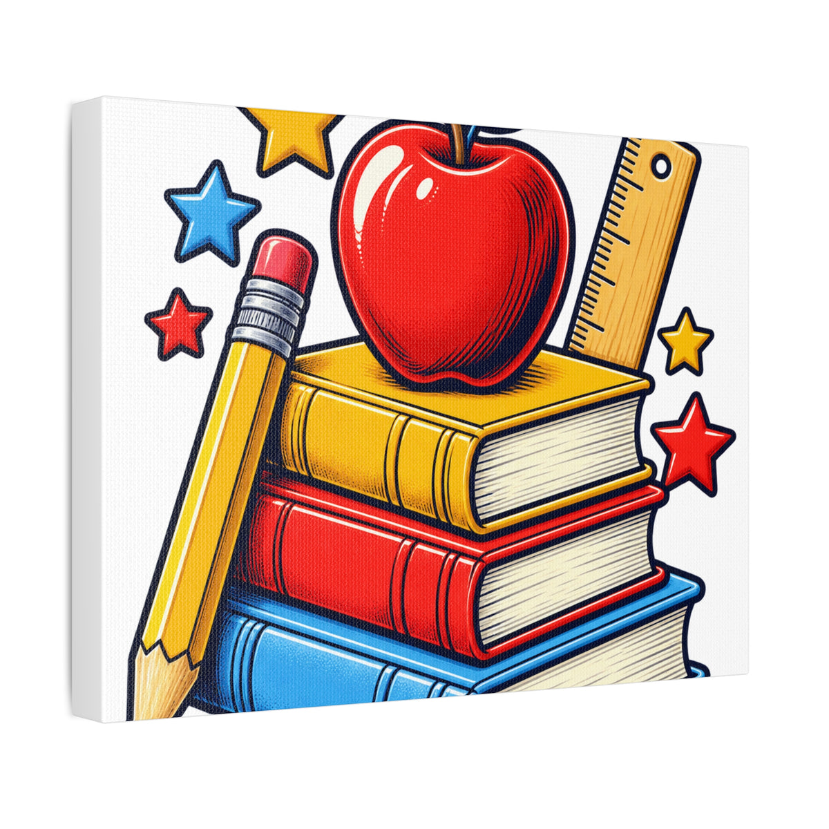 Retro School Books Apple Teacher Appreciation Canvas Art