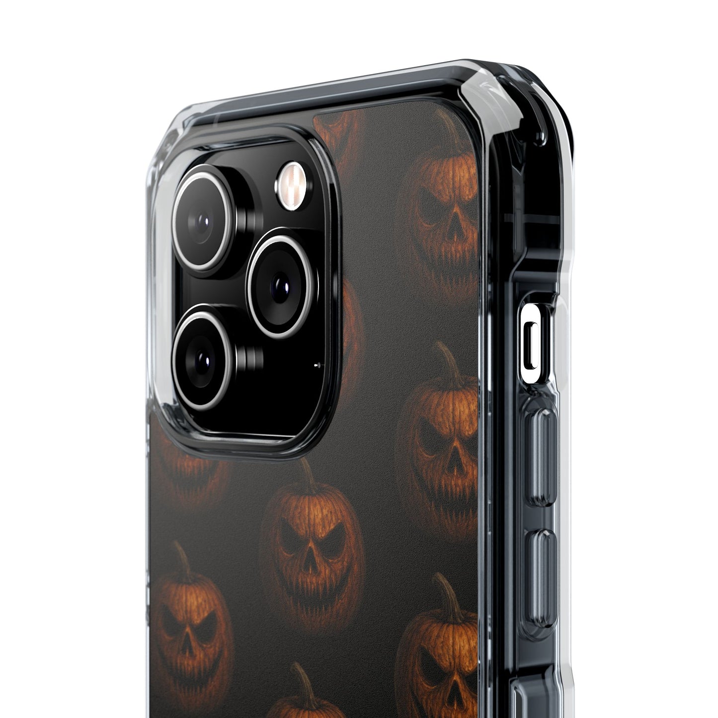Magnet Cover, Halloween Pumpkin Spooky Phone Case, Horror Jack-O-Lantern Black Case, Magnetic Clear Impact Cover, Scary Cellphone Slim
