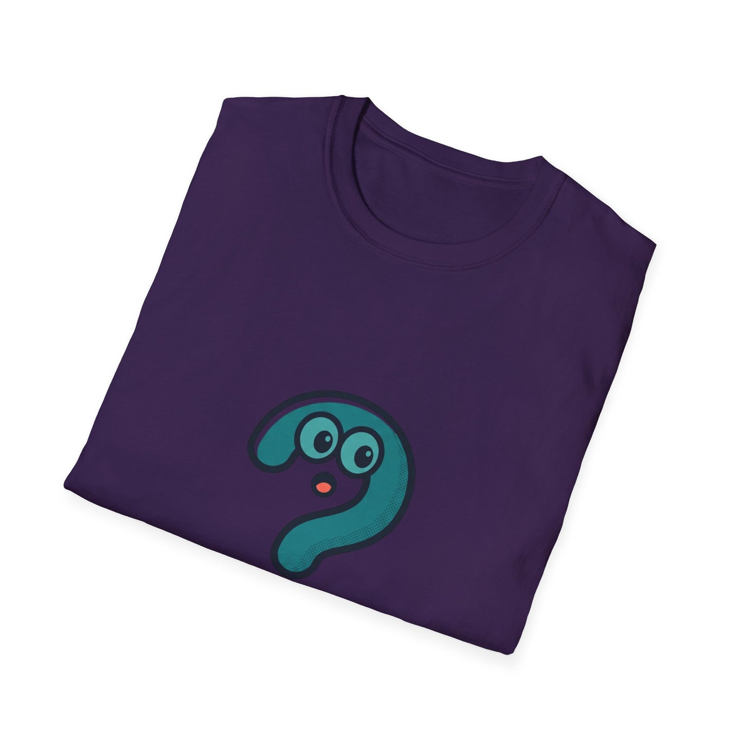Confused Question Mark Character T-Shirt | Funny “Huh?” Cartoon Graphic Tee, Silly Expression Humor Shirt