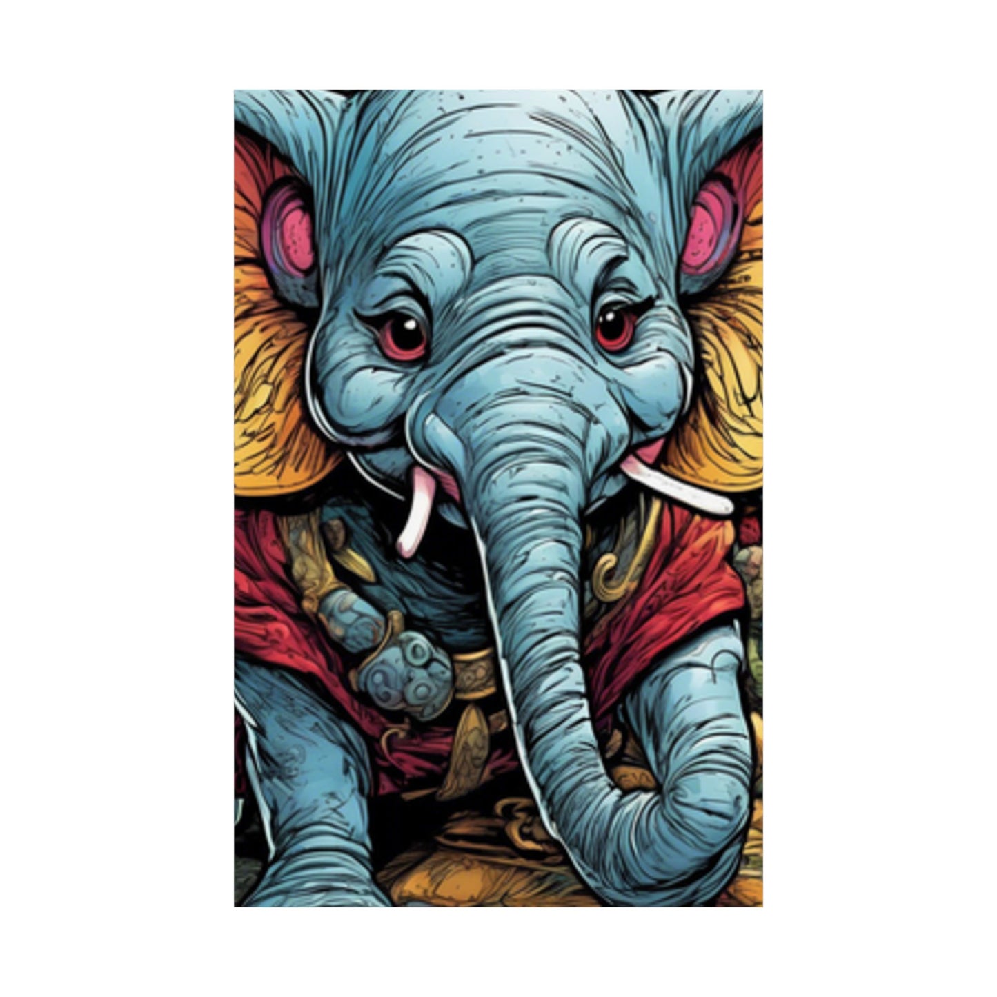 Colorful Elephant Garden Parade Wildlife Wall Art Poster