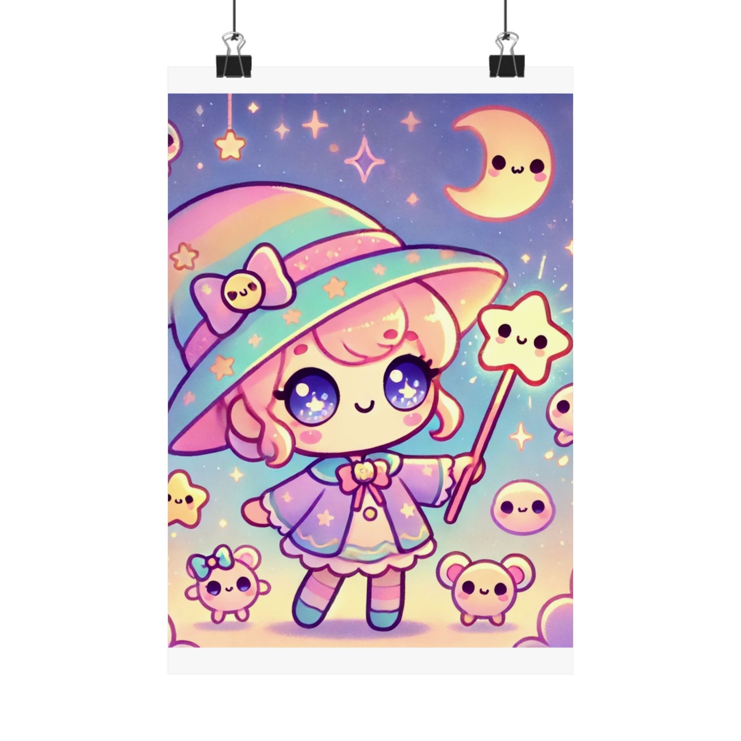 Kawaii Moon Wand Pastel Fantasy Wall Art Poster