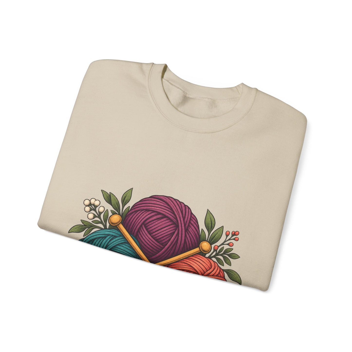 Retro Yarn and Knitting Botanical Art Sweatshirt