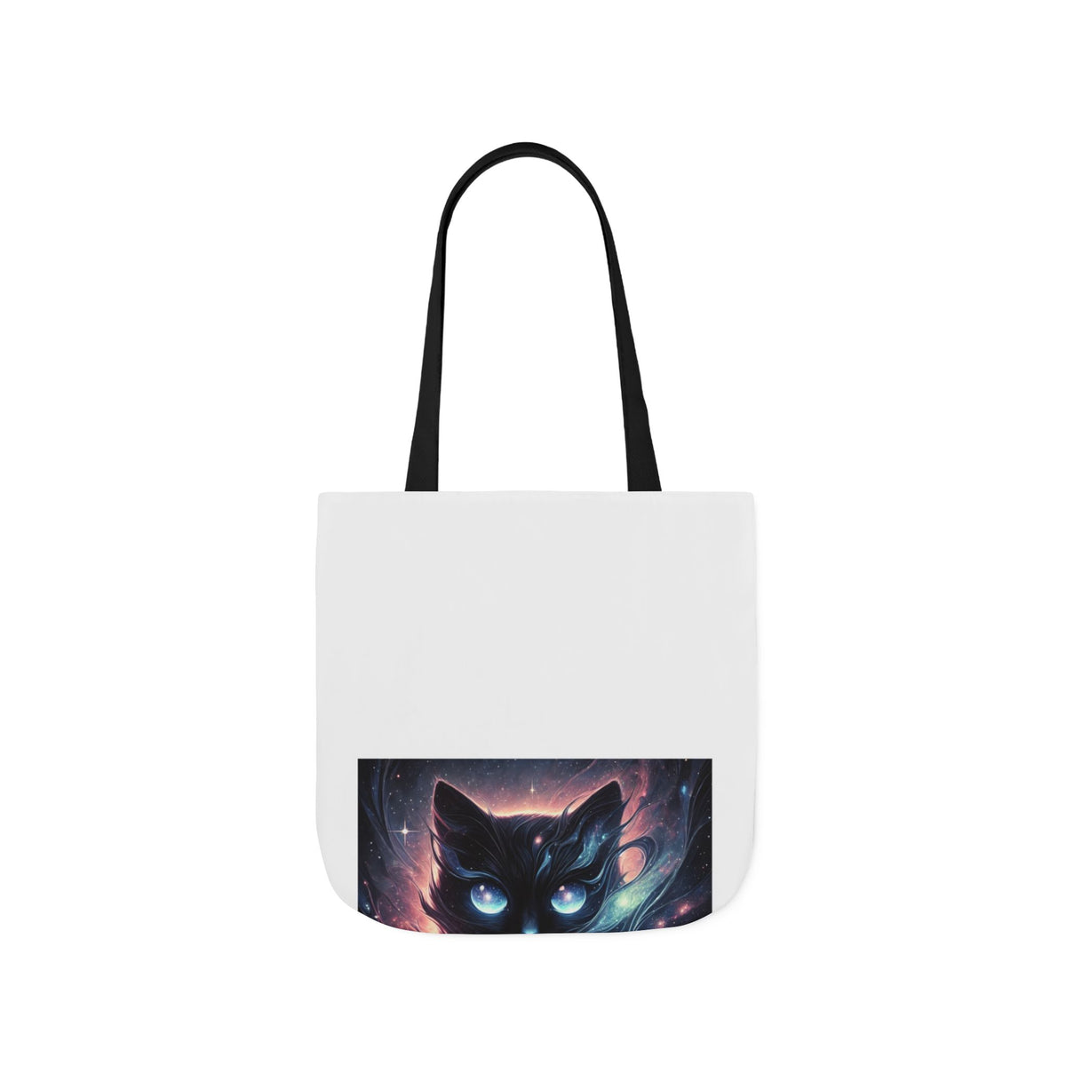 Cosmic Black Cat Galaxy Celestial Canvas Tote Bag