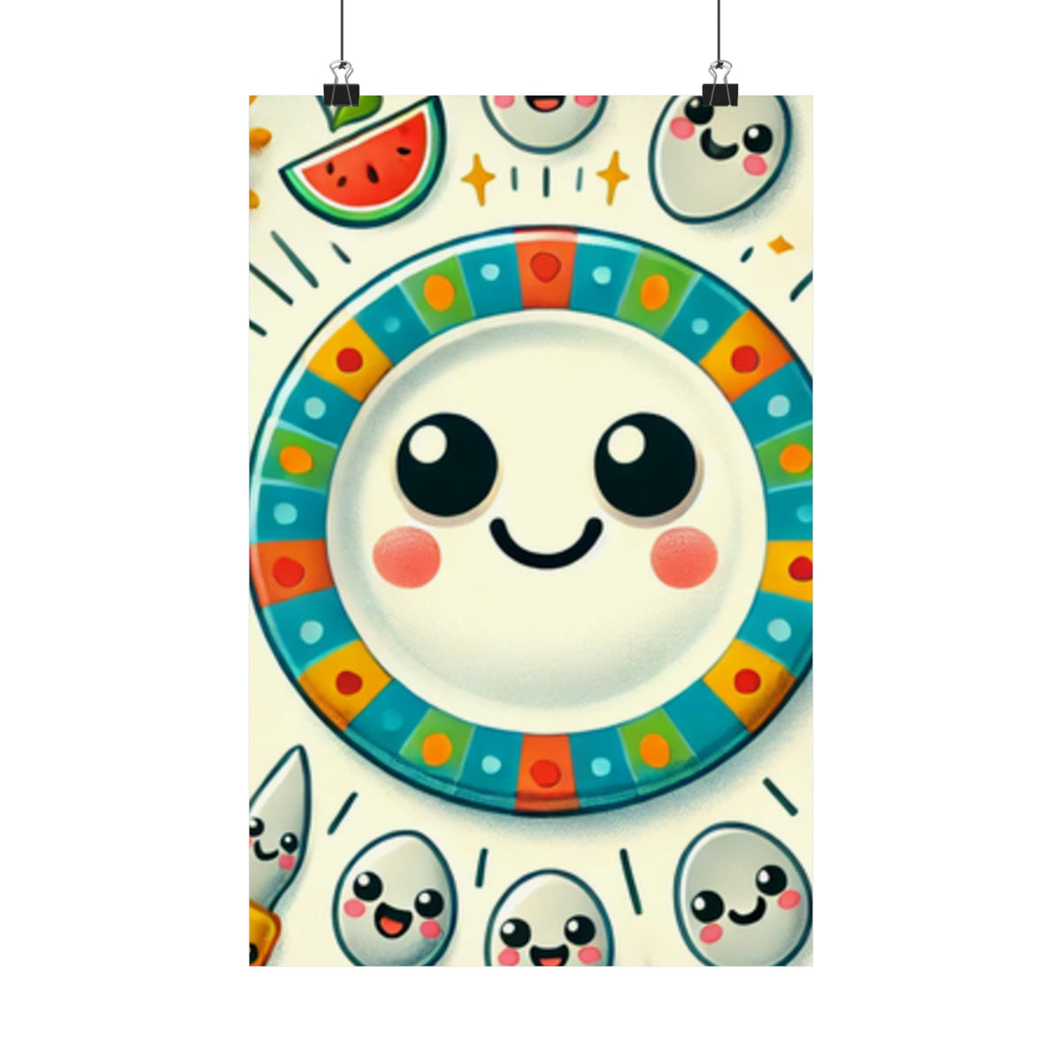 Happy Little Kitchen Club Kawaii Food Poster Kitchen Wall Art Decor
