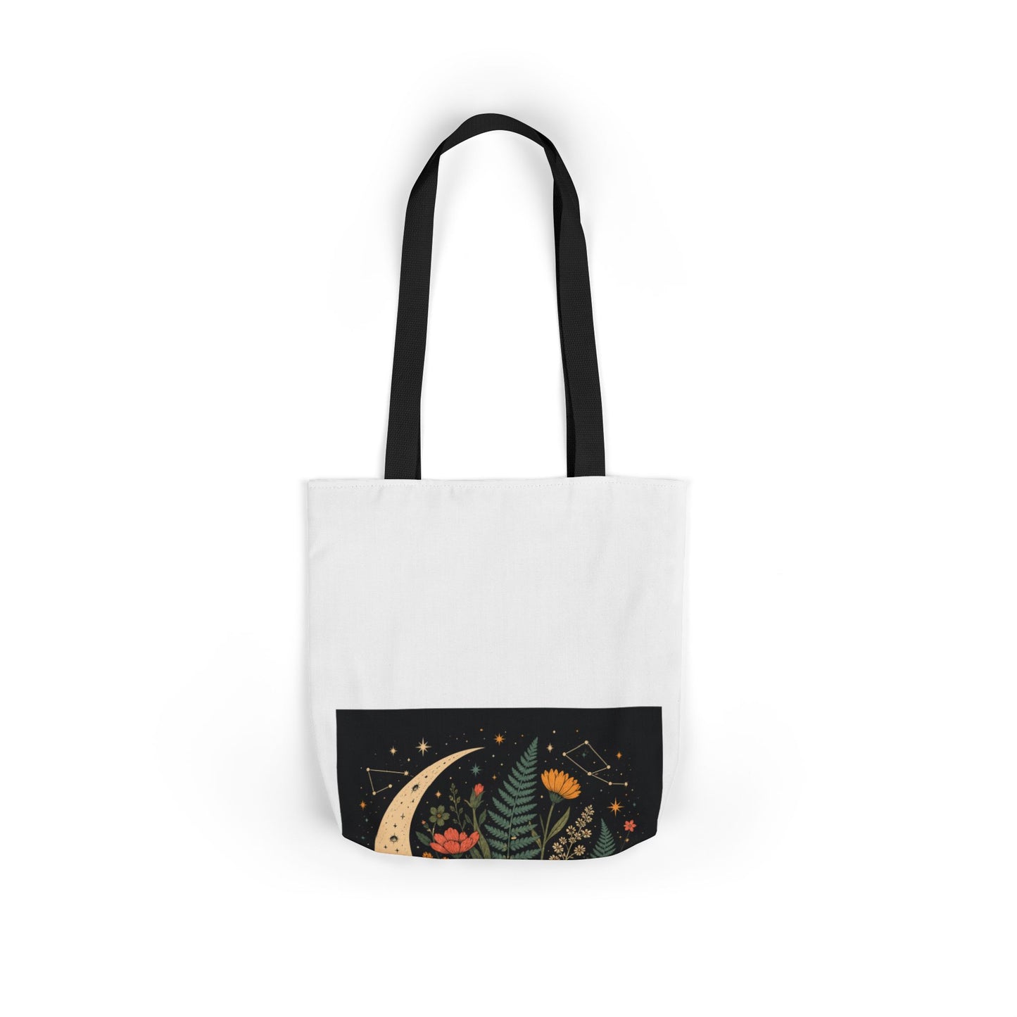 Celestial Wildflower Crescent Moon Botanical Tote Bag