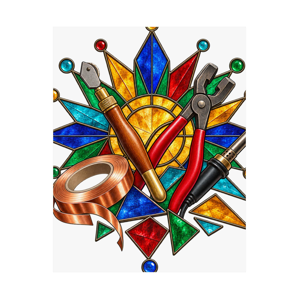 Stained Glass Workshop Tools Poster