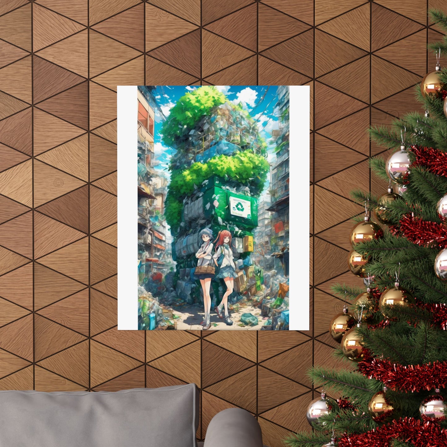 Urban Recycling Anime Friends Green City Wall Poster
