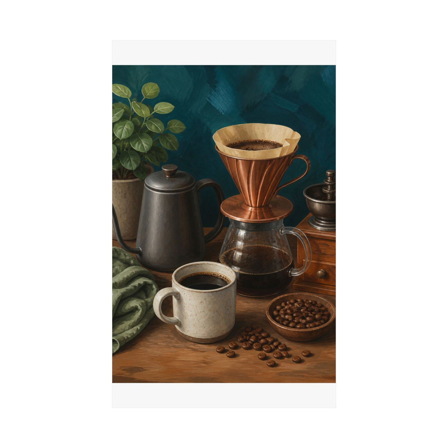Warm Home Coffee Brewing Art Poster