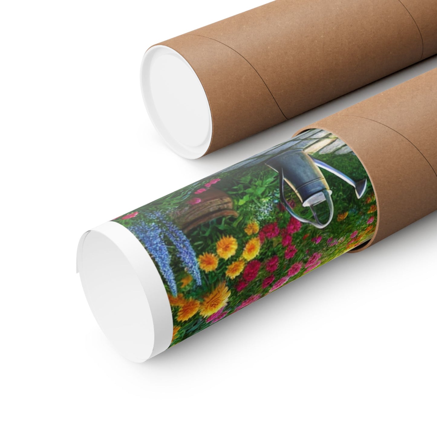 Sunlit Spring Flower Garden Bench Poster