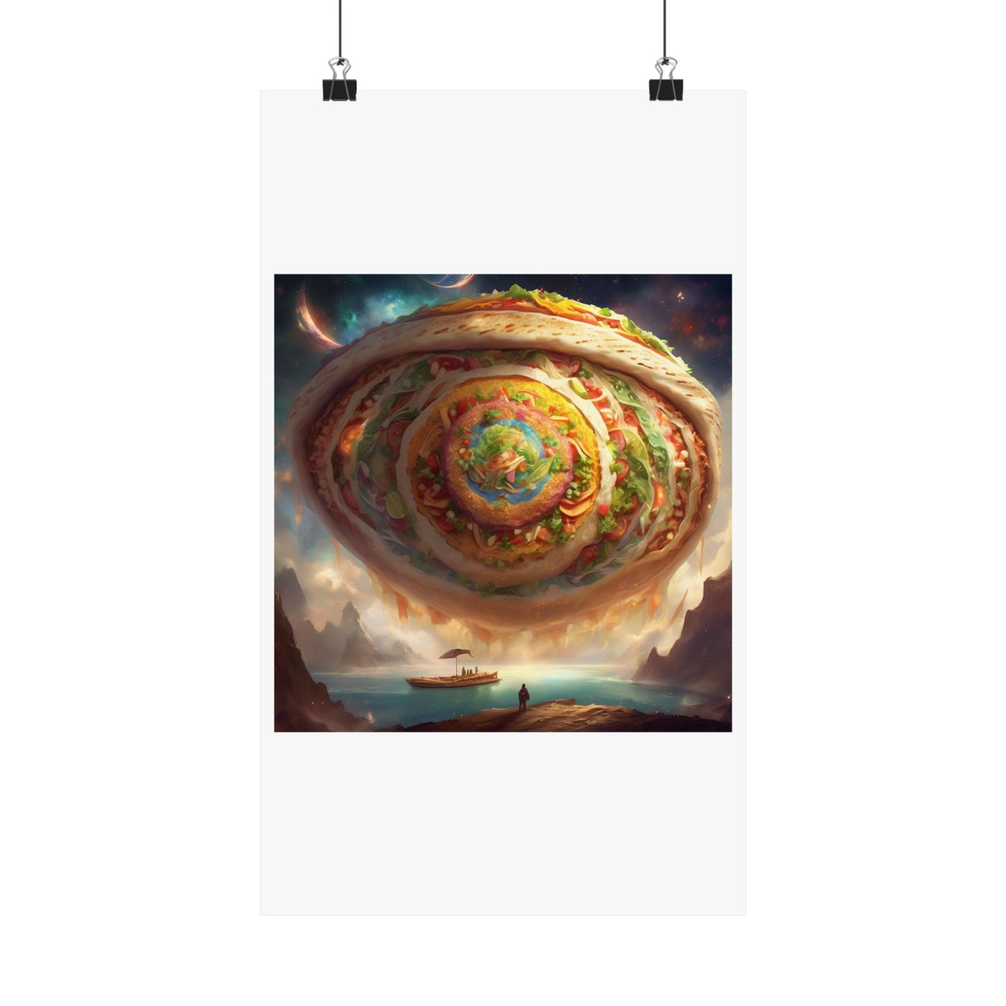 Cosmic Taco Portal Surreal Food Fantasy Art Poster