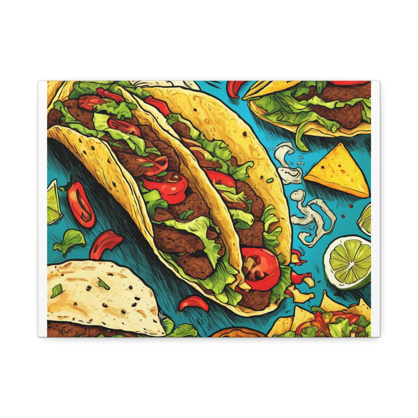 Taco Party Pattern Foodie Gift Art Canvas