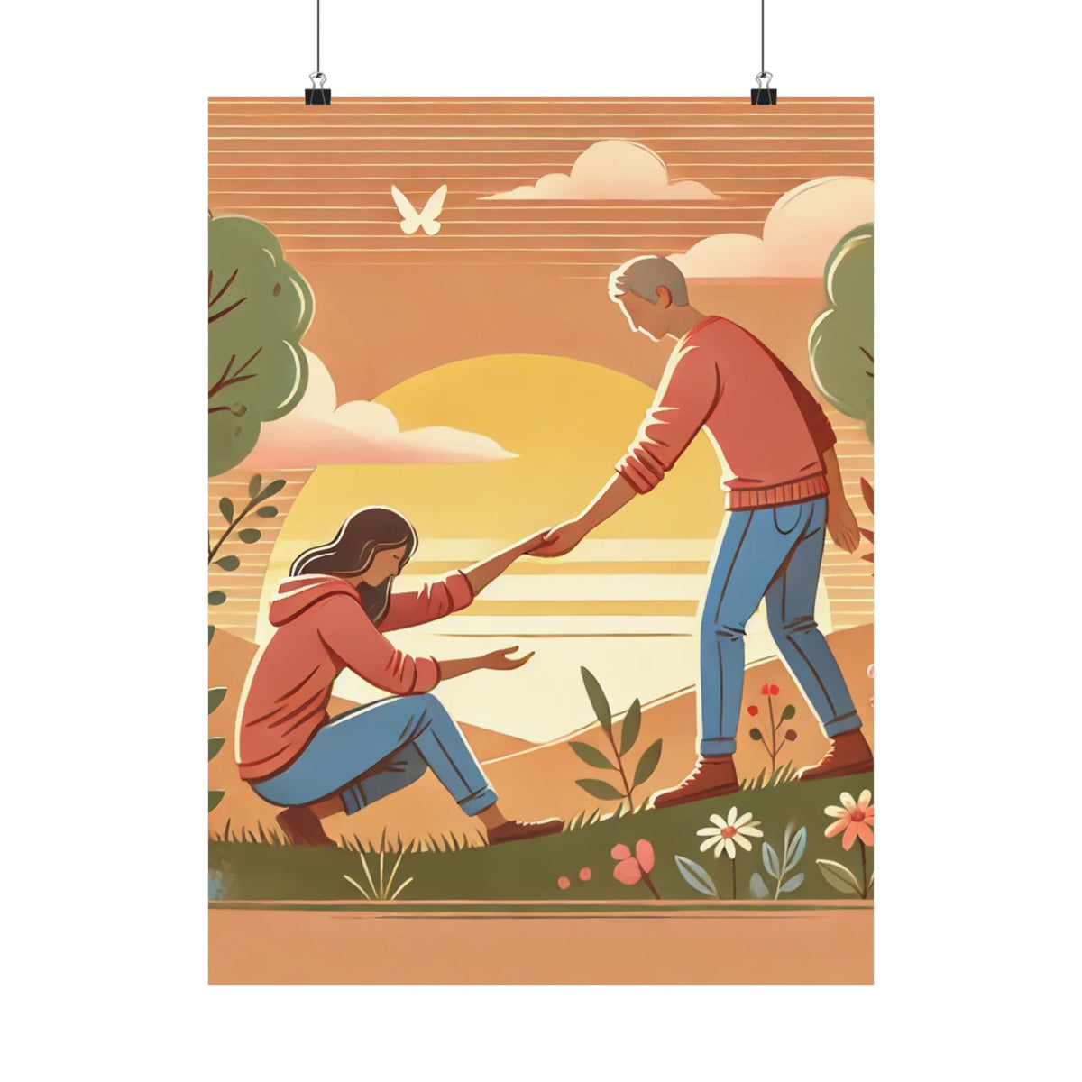 Helping Hands Sunset Garden Wall Art Poster