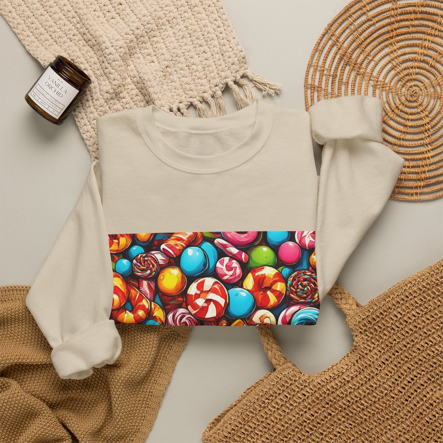 Colorful Candy and Lollipop Pattern Sweatshirt
