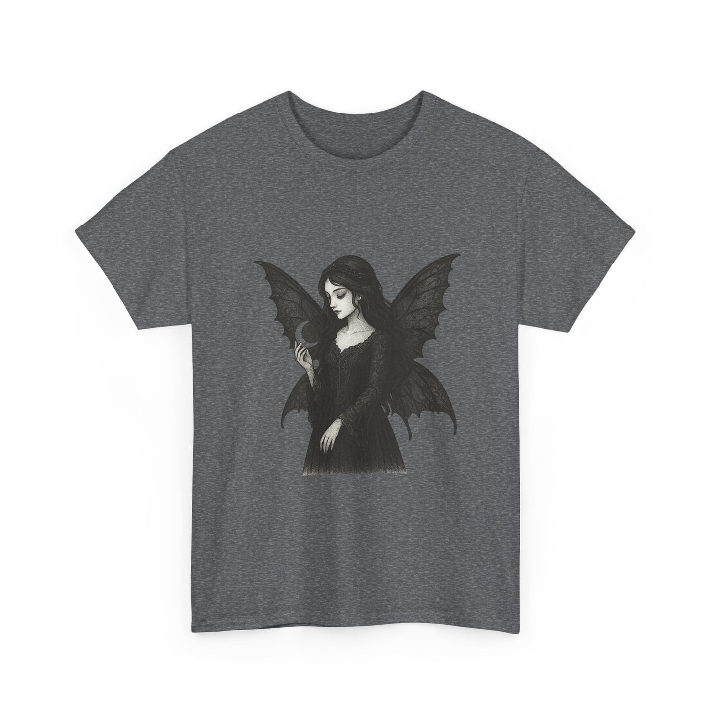 Gothic Fairy Tee, Unisex Cotton T-Shirt with Bat Wings, Forest Aesthetic Shirt, Perfect for Halloween, Casual Wear, Emo Witch