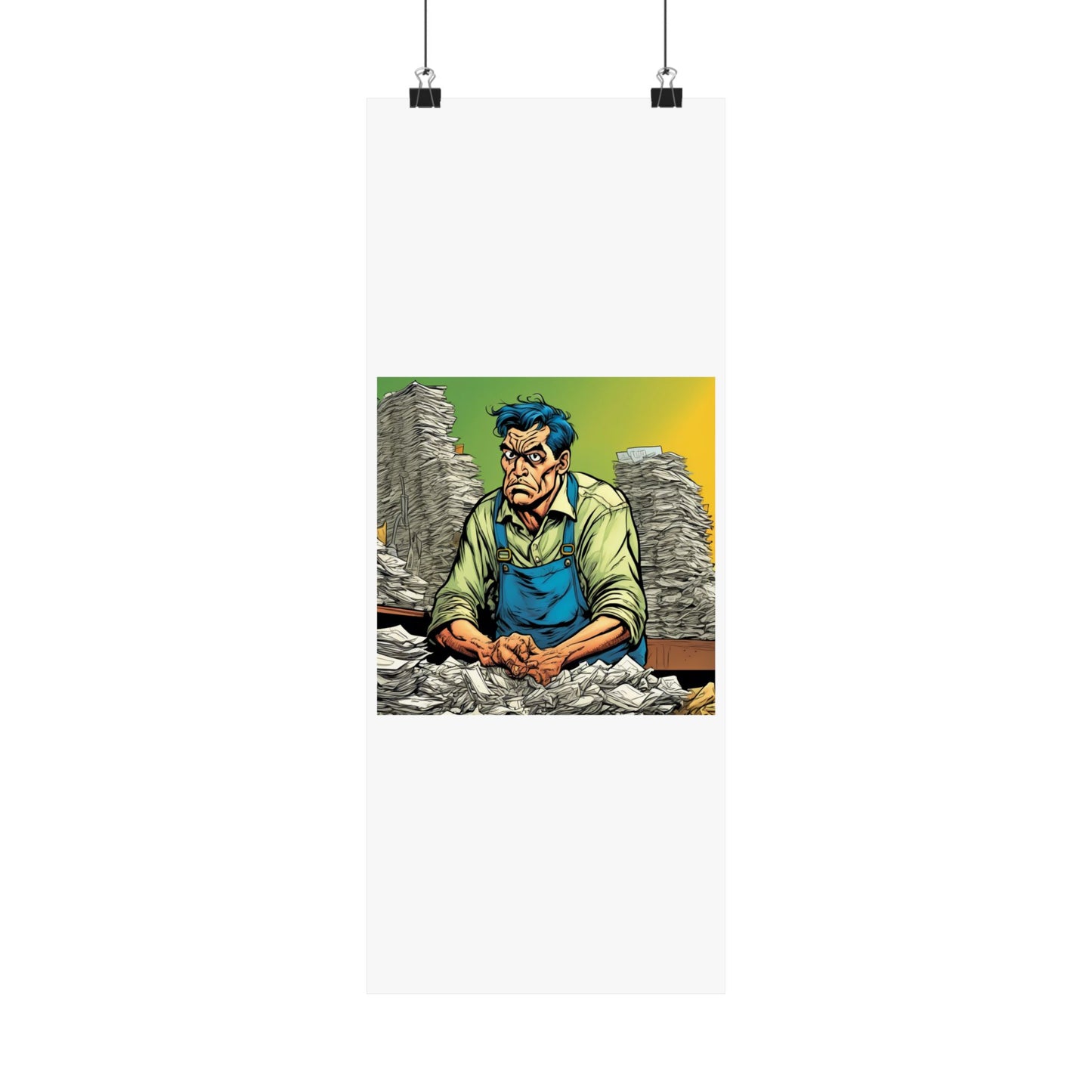 Paperwork Chaos Desk Worker Funny Office Art Poster