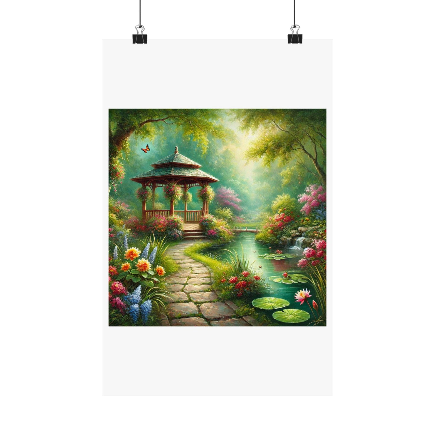 Spring Garden Gazebo Floral Landscape Poster