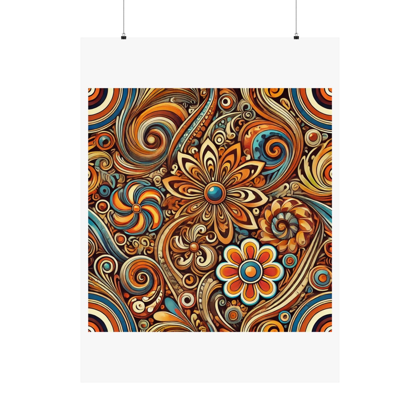 Ornate Abstract Floral Paisley Pattern Poster