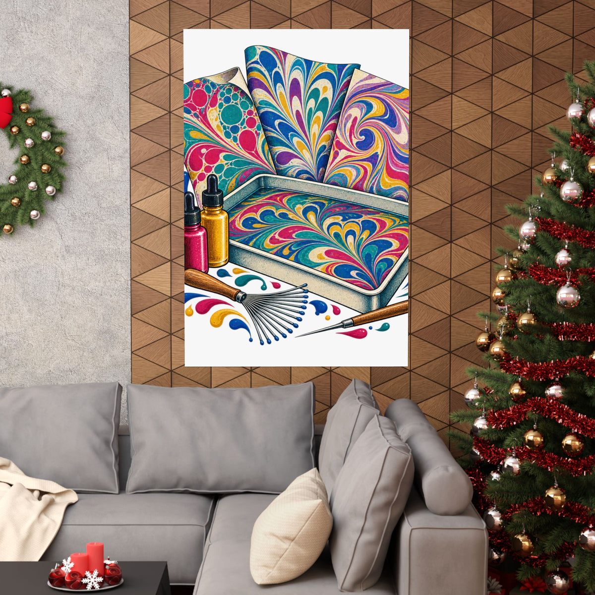 Colorful Paper Marbling Workshop Poster