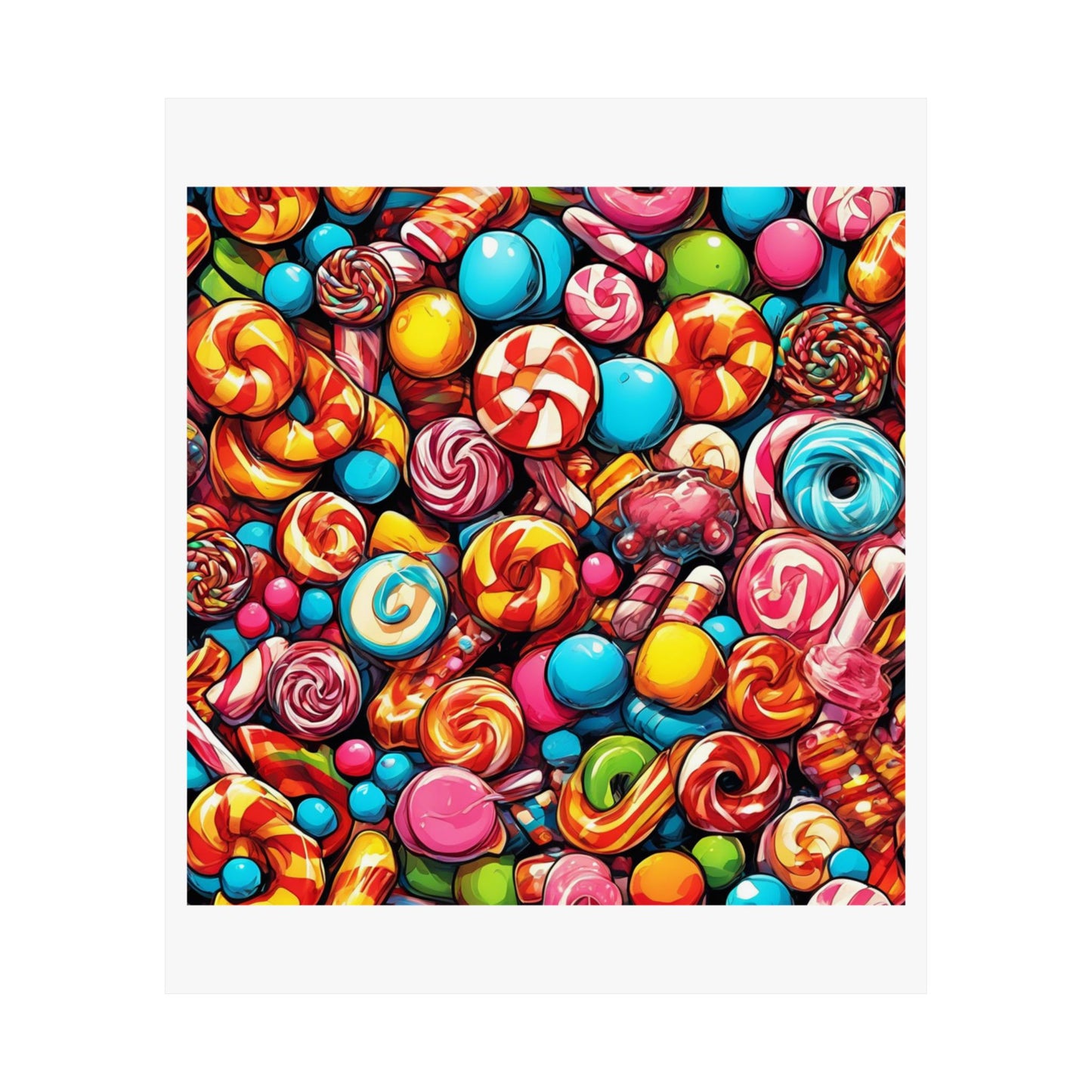 Colorful Candy and Lollipop Pattern Poster