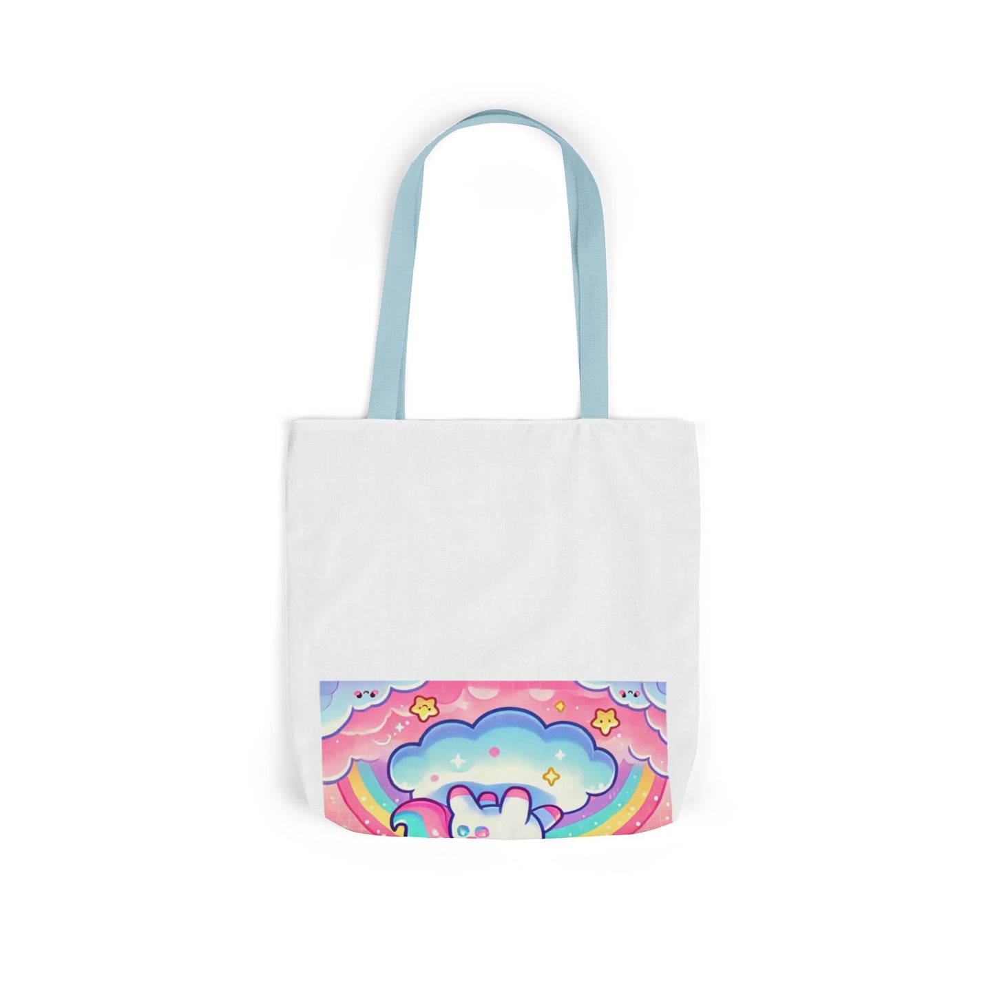 Pastel Rainbow Unicorn Cloud Kawaii Canvas Tote Bag