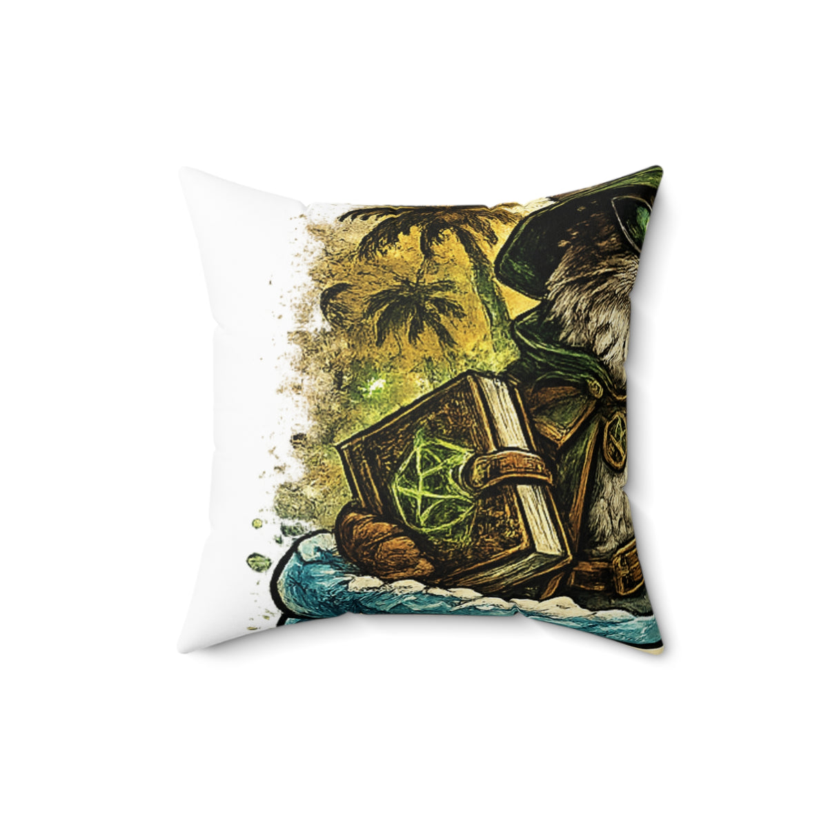 Crazy Cat Wizard Funny Fantasy Decorative Pillow