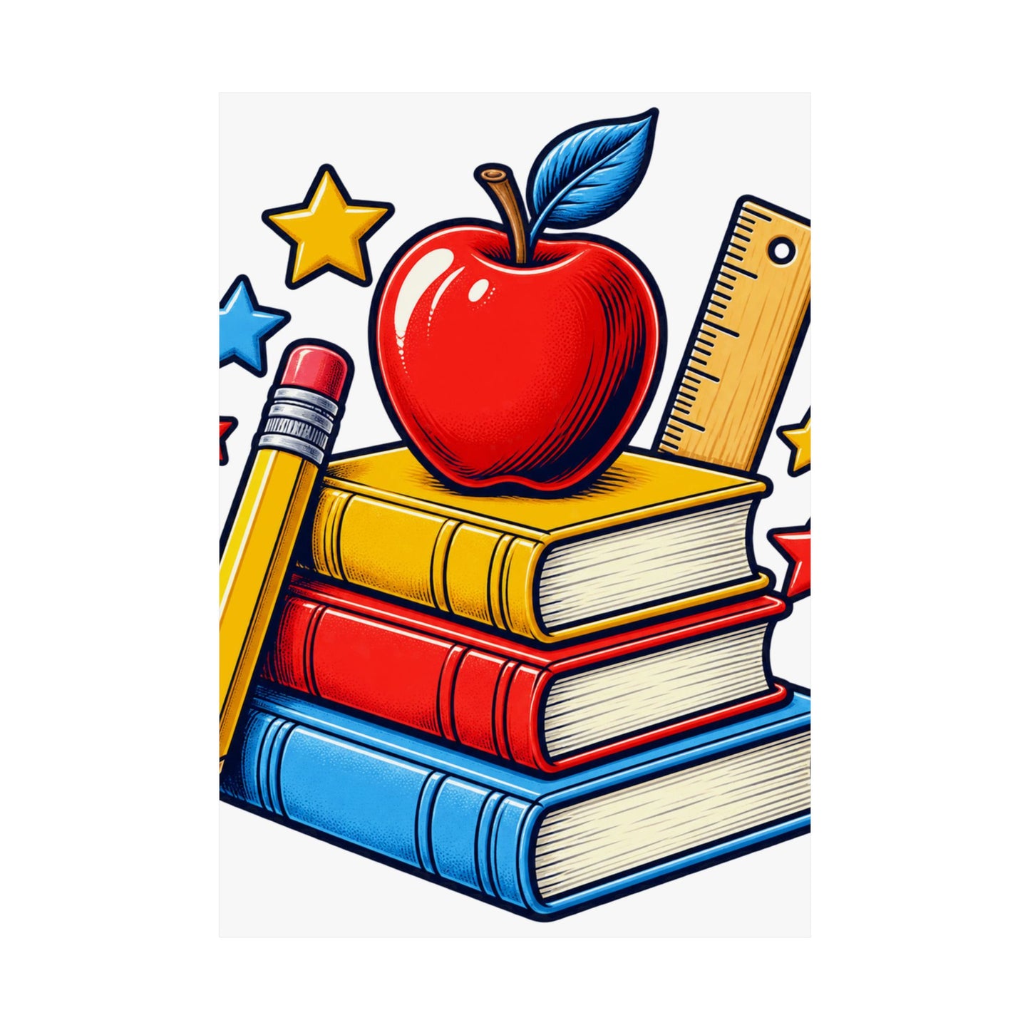 Retro School Books Apple Teacher Appreciation Art Poster