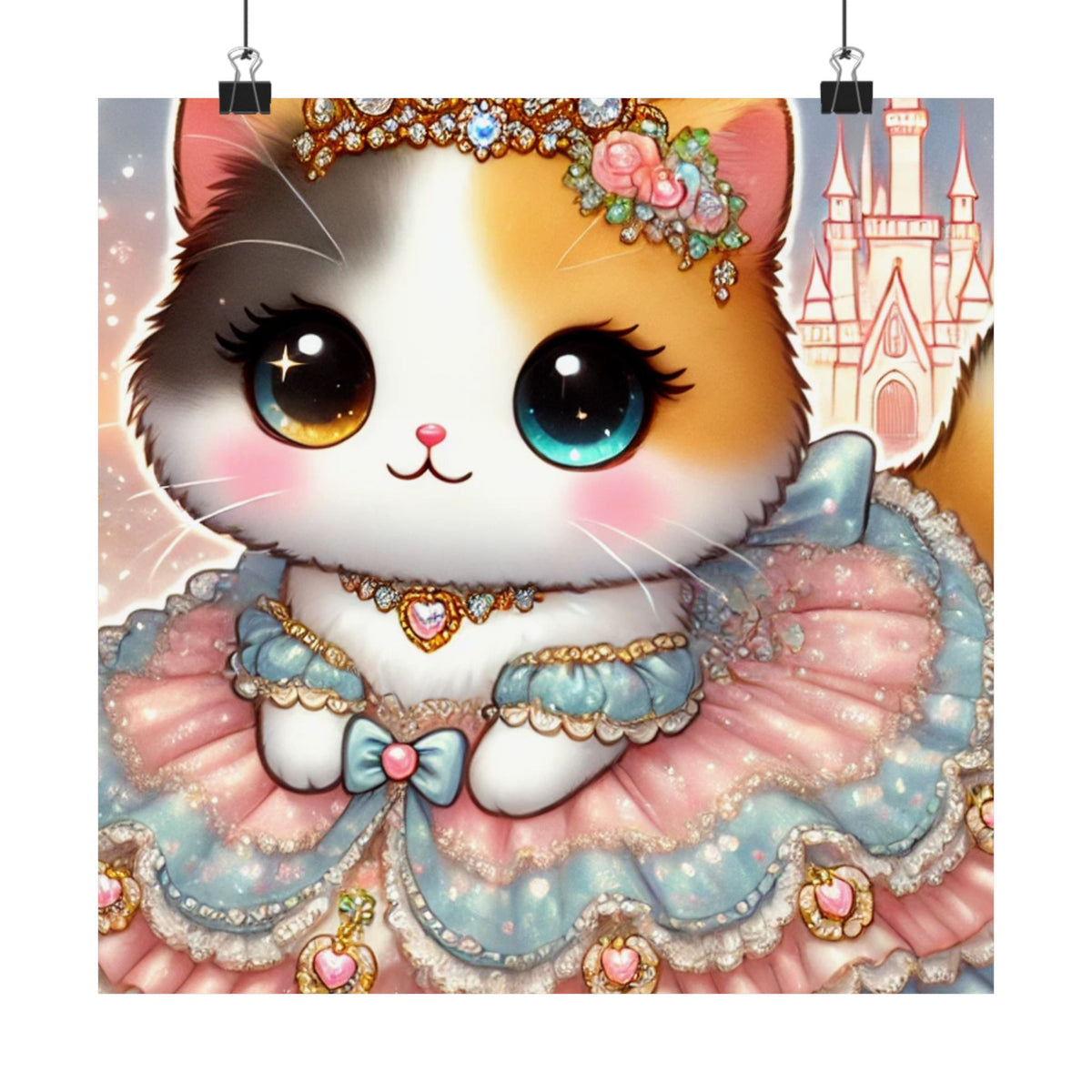 Pastel Princess Calico Cat Fantasy Wall Art Poster