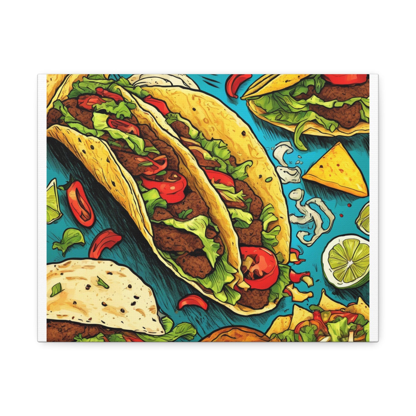 Taco Party Pattern Foodie Gift Art Canvas