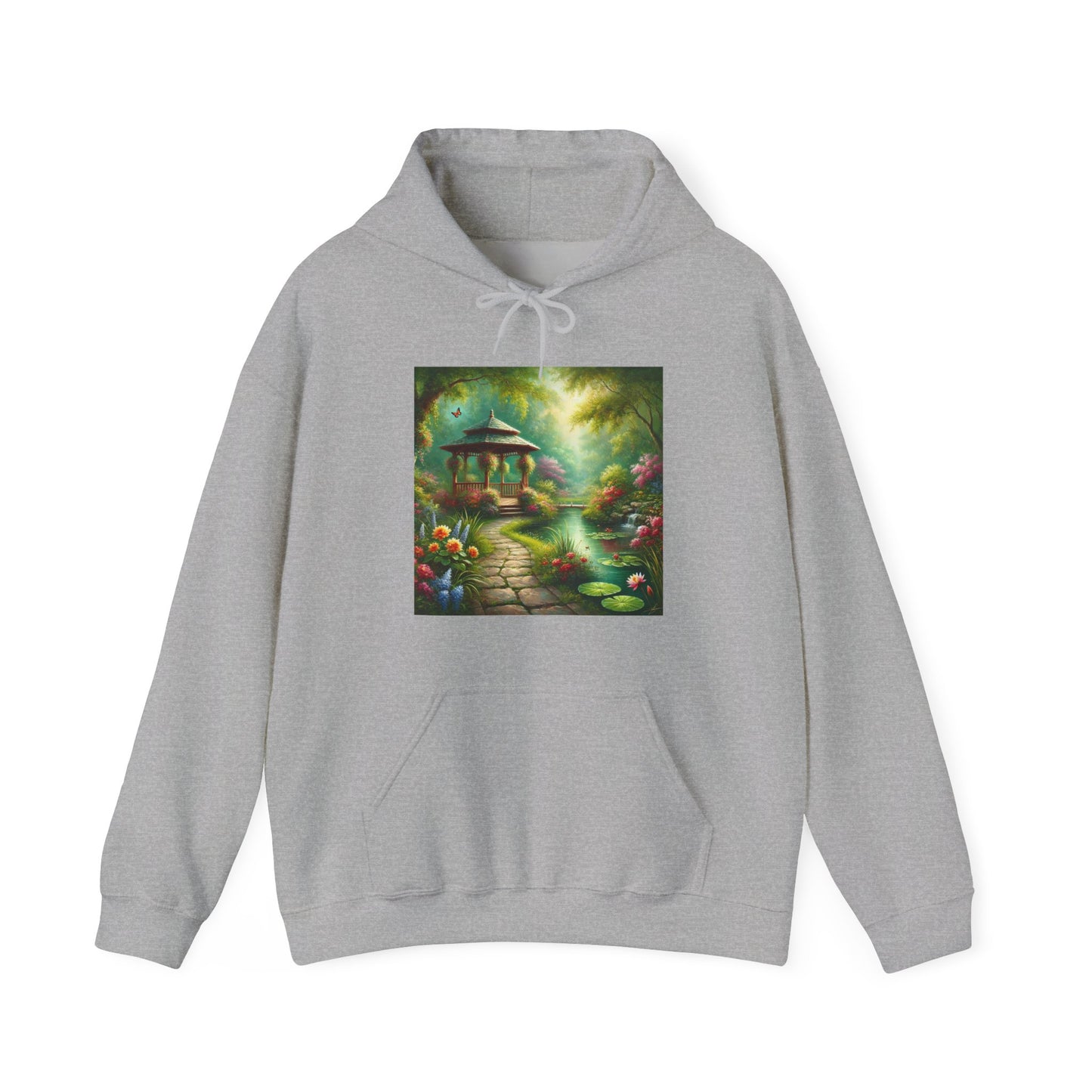Spring Garden Gazebo Floral Landscape Hoodie