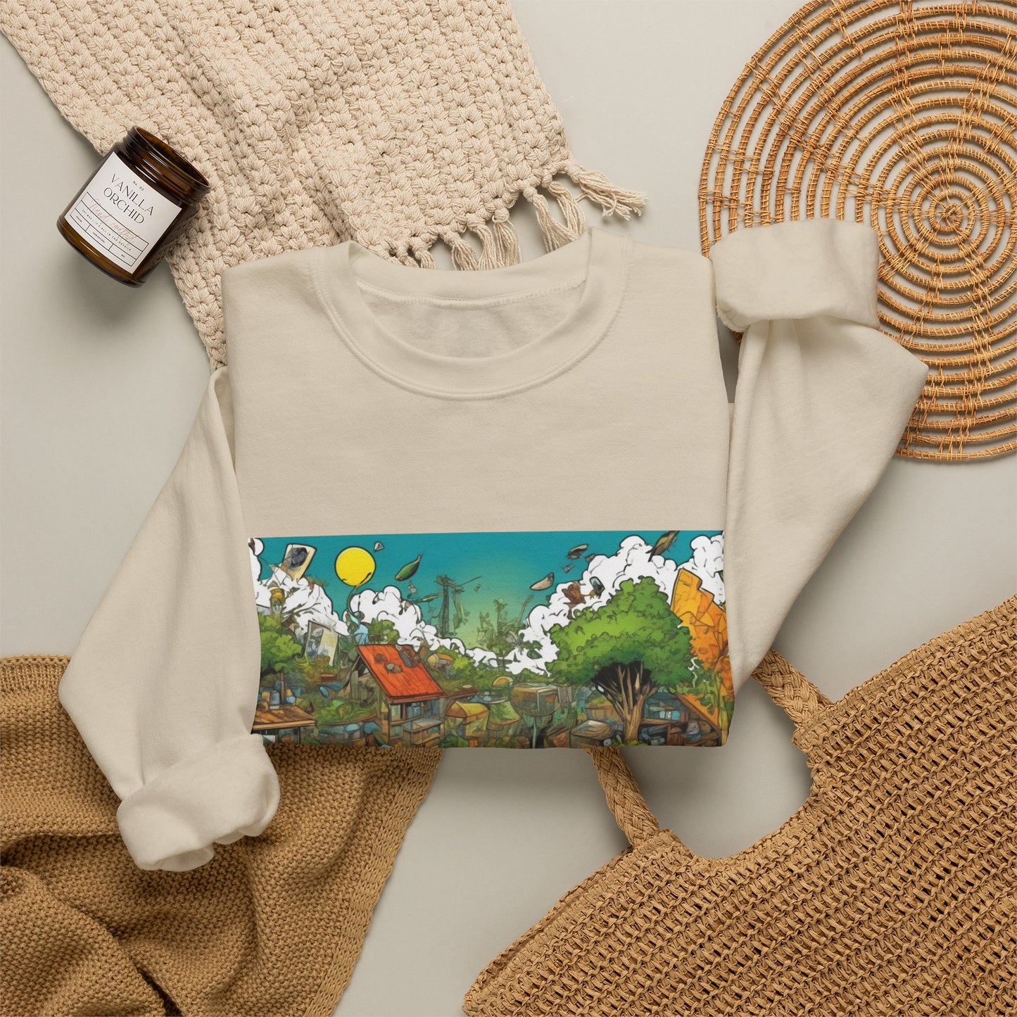 Whimsical Garden Stream Nature Gift Art Sweatshirt