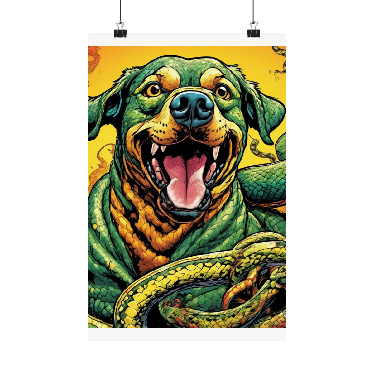 Surreal Serpent Hound Dark Fantasy Wall Art Poster
