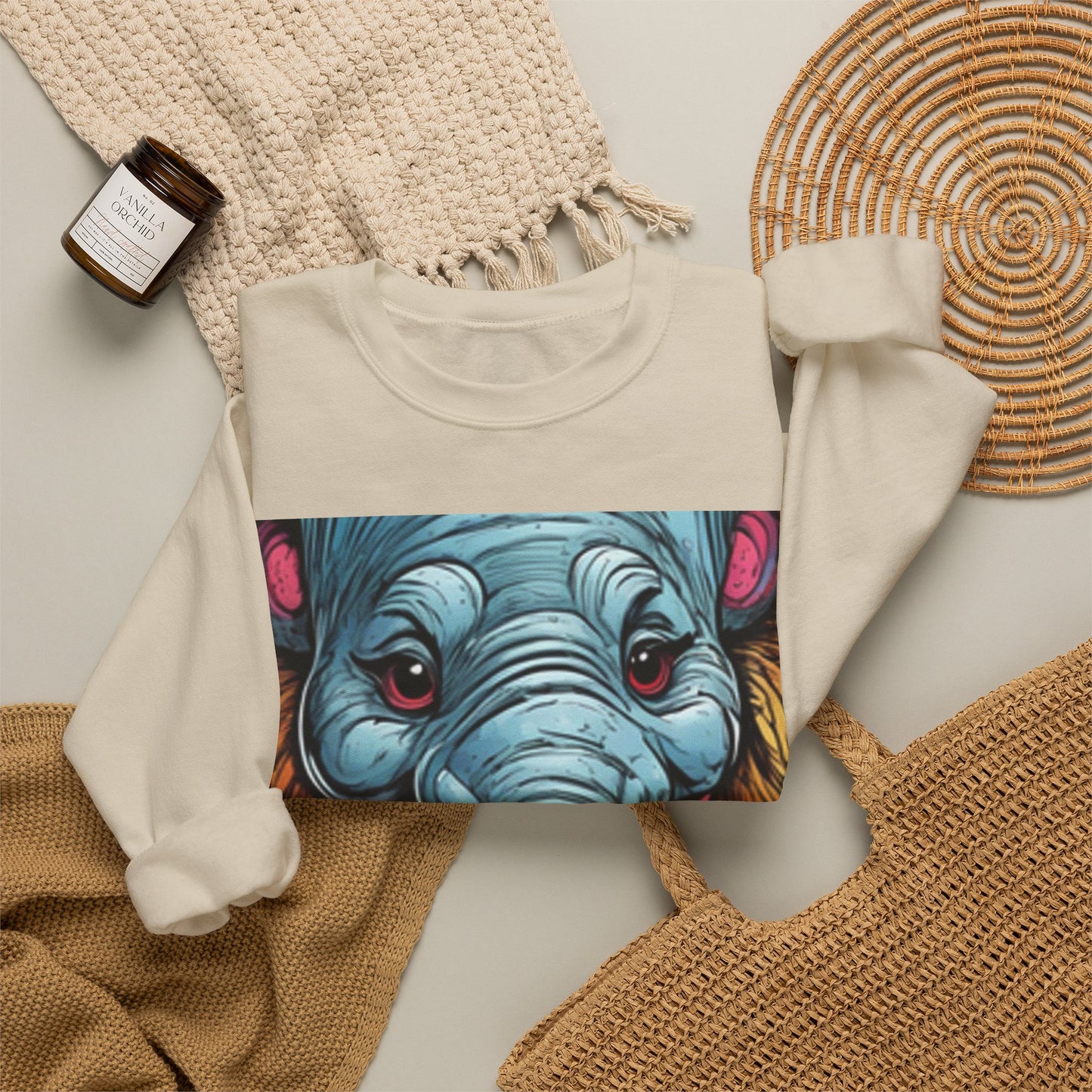 Colorful Elephant Garden Parade Cute Wildlife Art Sweatshirt