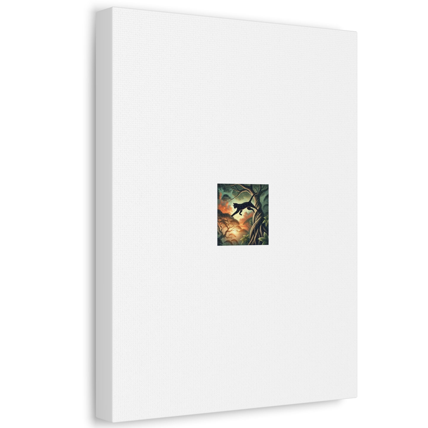 Enchanted Black Cat Forest Canvas Fantasy Cat Wall Art Gift