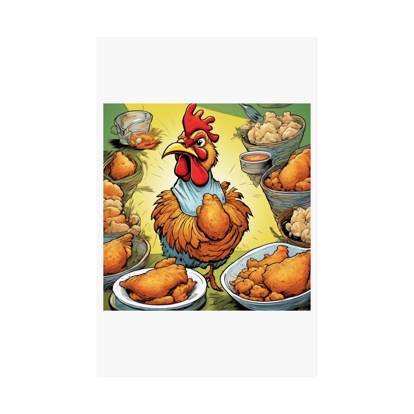 Funny Chicken Fried Food Comfort Food Art Poster