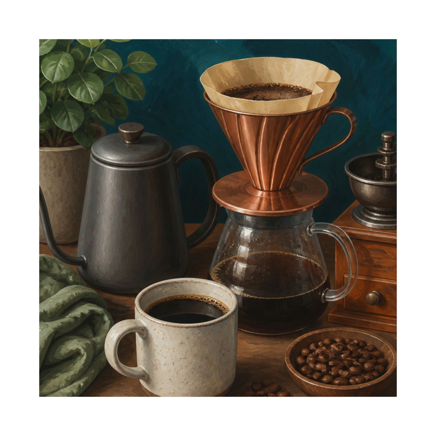 Warm Home Coffee Brewing Art Poster