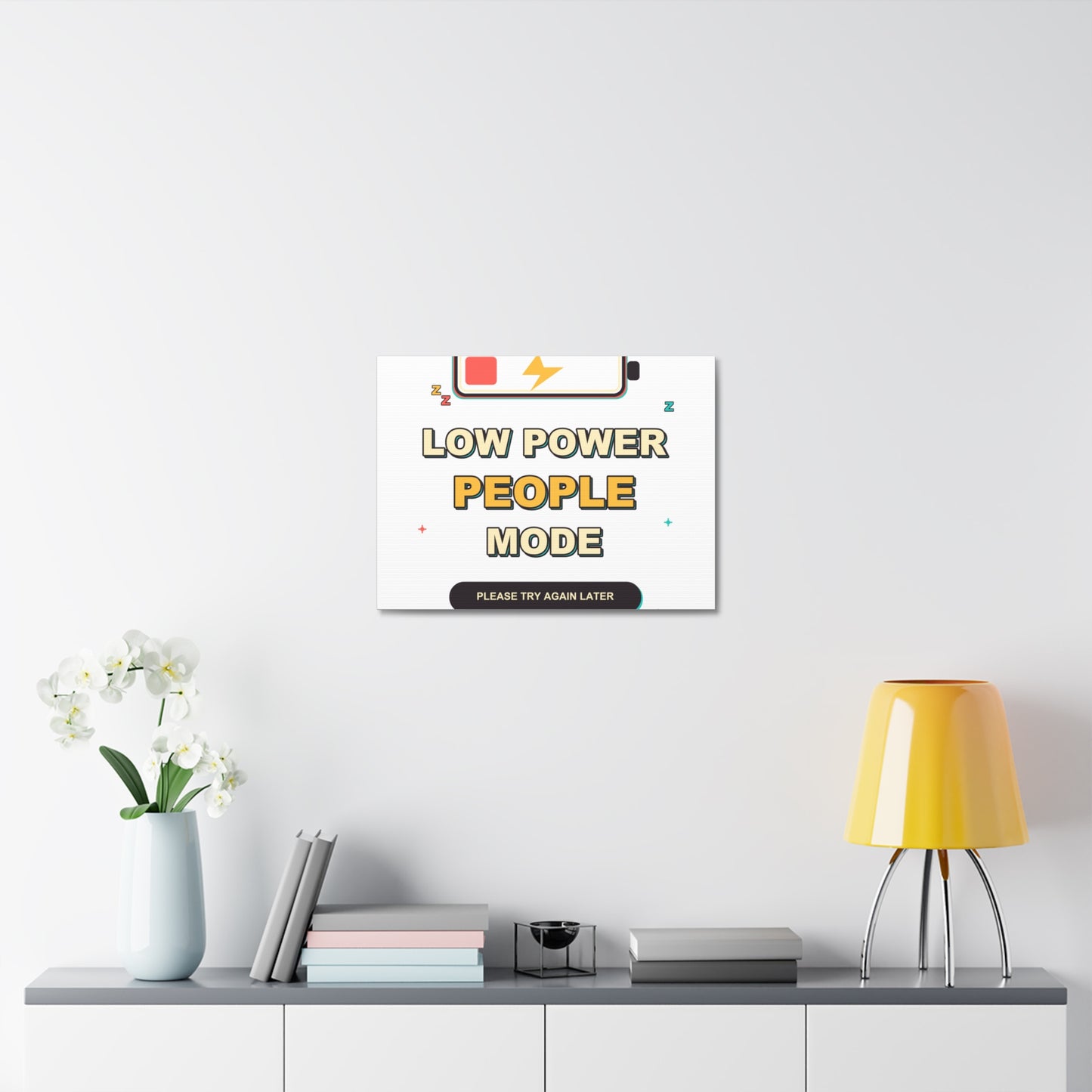 Low Power People Mode Funny Introvert Social Battery Canvas