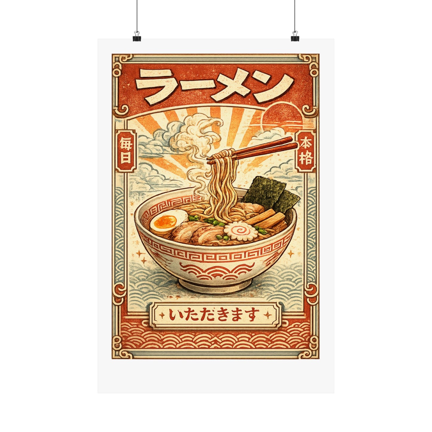 Vintage Ramen Bowl Japanese Food Art Poster