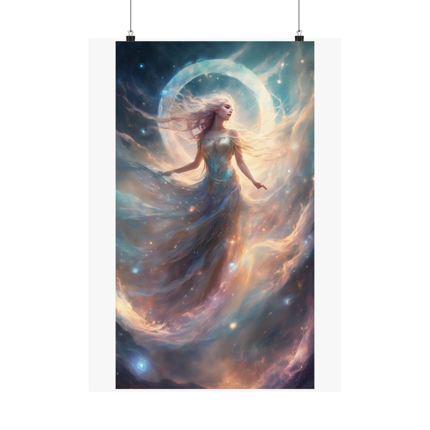 Moonlit Celestial Dancer Fantasy Portrait Poster