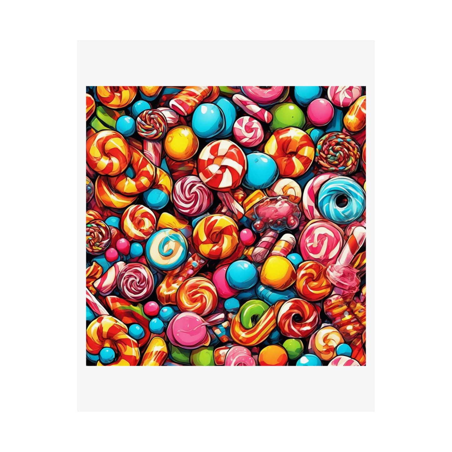 Colorful Candy and Lollipop Pattern Poster